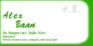 alex baan business card
